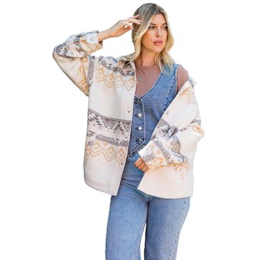 Outdoor by 26 International Women's Wool Jacquard Aztec Print Shacket