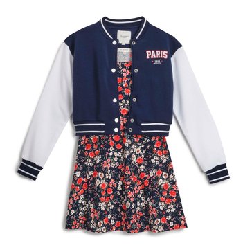 No Comment Big Girls' Paris Cropped Bomber and Dress Set