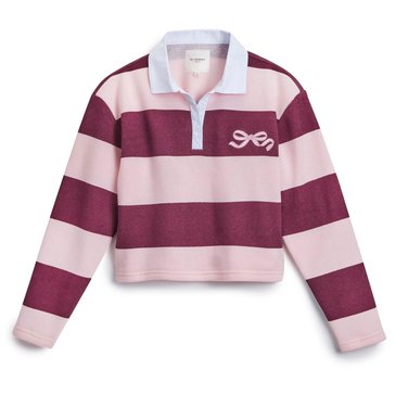 No Comment Big Girls' Bow Long Sleeve Rugby Meet and Greet Top