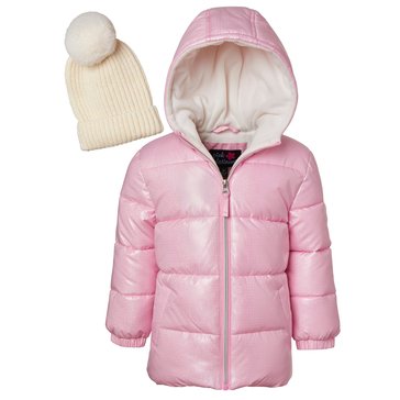 Pink Platinum Big Girls' Foil Grid Coat