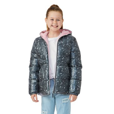 Pink Platinum Big Girls' Heart Iridescent Foil Coat