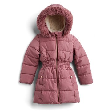 Kensie Big Girls' Faux Fur Hood Sinch Waist Jacket