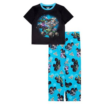 Monster Jam Big Boys' Gear Up 2-Piece Tee and Pants Jersey Pajama Set