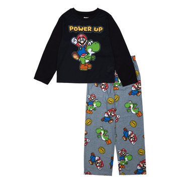 Nintendo Big Boys' Long Sleeve Power Up Jersey Pajama Set, 2- Piece 