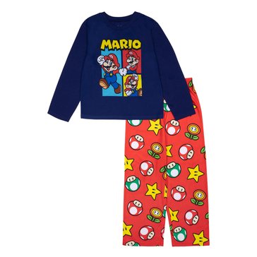 Nintendo Big Boys' Long Sleeve Mario Jersey Pajama Set, 3-Piece