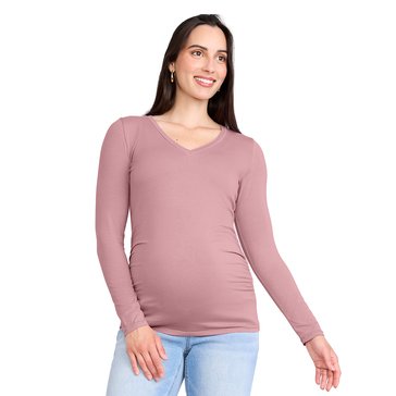 Motherhood Maternity Long Sleeve Side Ruched V-Neck Jersey Tee