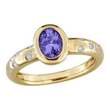 Sofia B. 3/4 cttw Tanzanite Oval and 1/4 cttw Stardust Diamond Ring