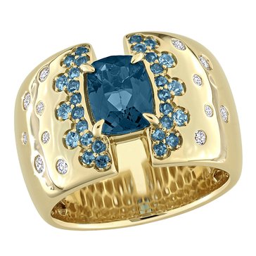 Sofia B. 2 cttw London and Swiss Blue Topaz and White Topaz Stardust Statement Ring