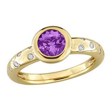 Sofia B. 5/8 cttw Round Amethyst and 1/4 cttw Stardust Diamond Ring