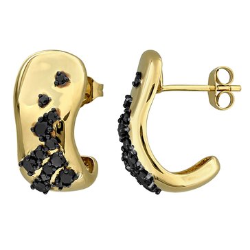 Sofia B. 3/4 cttw Black Diamond Cluster Wide Open Semi-Hoop Earrings