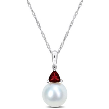 Sofia B. 8-8.5mm Cultured Freshwater Pearl and 1/3 cttw Garnet Pendant