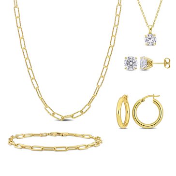 Sofia B. 5 Day Advent White Sapphire, Paperclip, and Hoop Jewelry Set