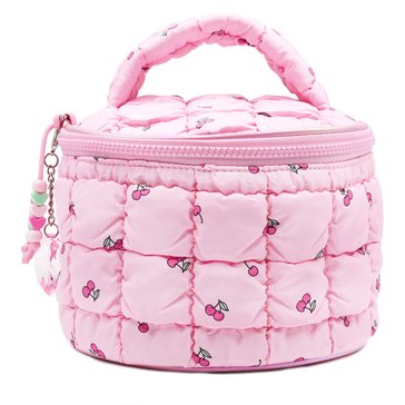 OMG Accessories Girls' Cherry Scrunch Round Train Case