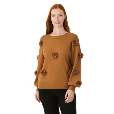 Zac & Rachel Women's Long Sleeve Crew Neck Floral Sweater