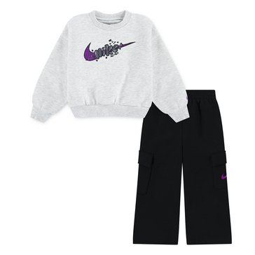 Nike Toddler Girls' Essentials All Over Print Crew and Cargo Pant Set