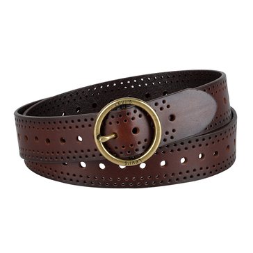 Levi's Womens 1.25-Inch Round Centerbar With Laser Cut Detail Leather Belt
