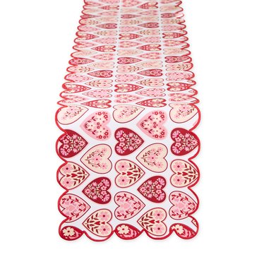 Design Imports Reversible Heritage Hearts Table Runner