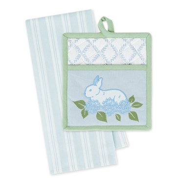Design Imports Hydrangea Bunny Potholder Gift Set
