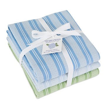 Design Imports Hydrangea 3-Piece Stripe Dishtowel Set