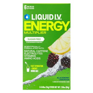 Liquid I.V. Hydration Multiplier Electrolyte Plus Energy Sugar Free Drink Mix Packets, 6-Count