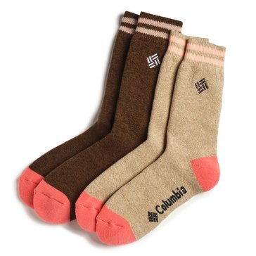 Columbia Women's Medium Weight Thermal Crew Socks, 2-Pack