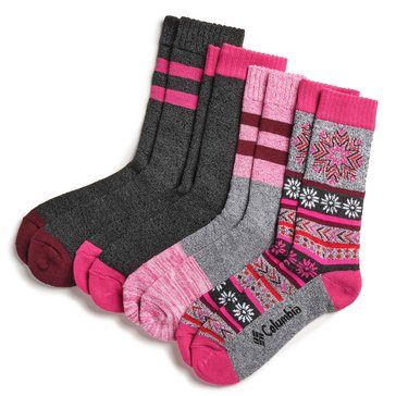 Columbia Women's Moisture Control Snowflake Crew Socks, 4-Pack