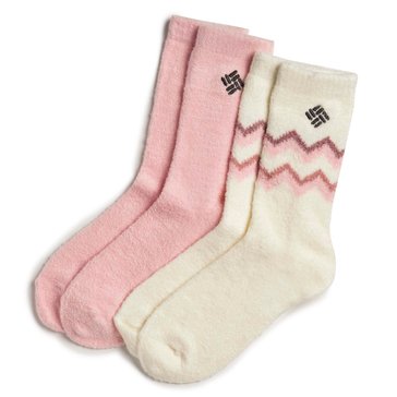 Columbia Women's Zig Zag Cozy Nonskid Crew Socks, 2-Pack