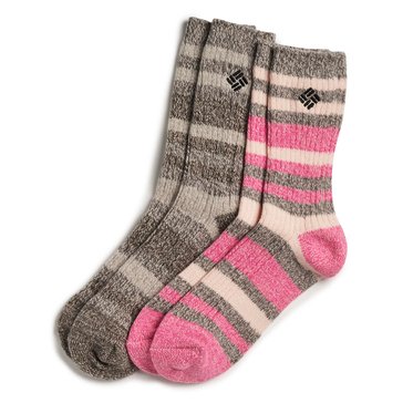 Columbia Women's Super Soft Canyon Stripe Crew Socks, 2-Pack