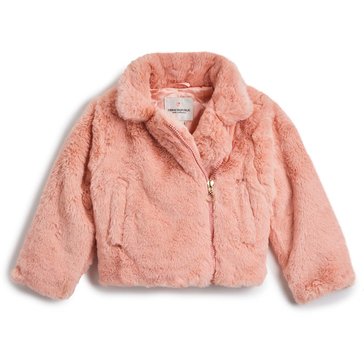 Urban Republic Toddler Girls' Oversize Faux Fur Moto Jacket