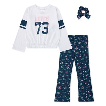 Levi's Little Girls' Long Sleeve Top, Accessory And Leggings Set
