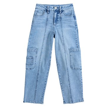 YMI Big Girls' Cargo Front Seam Barrel Jeans