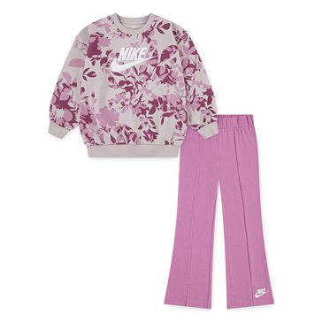Nike Little Girls' Floral Camo Crew And Leggings Set