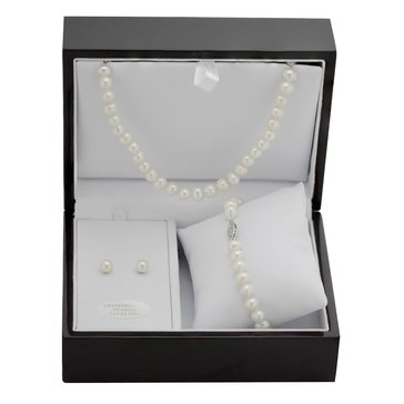 Imperial Freshwater Cultured Pearl Necklace, Bracelet, and Stud Earring Set
