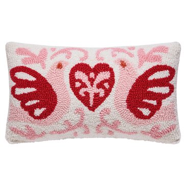 Peking Handicraft Doves Heart Hook Pillow