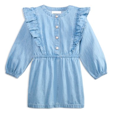 Liberty & Valor Toddler Girls' Ruffle Chambray Shirt Dress