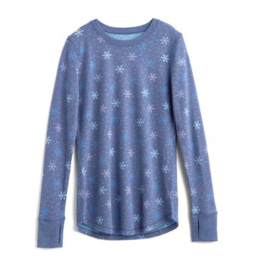 Cuddl Duds Women's Cozy Stretch Thermal Snowflake Crew