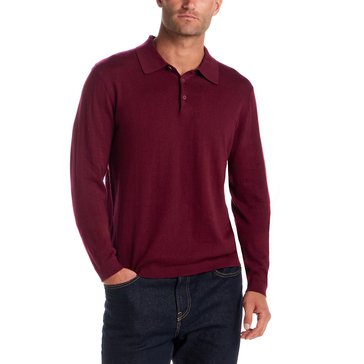 Weatherproof Men's Long Sleeve Cashmere Touch Polo Sweater 