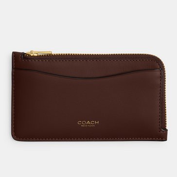 COACH Refined Calf Leather New York Zip Card Case