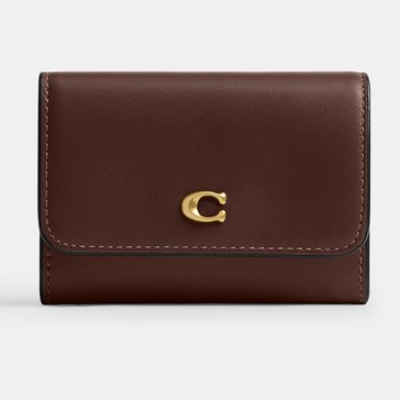 COACH Polished Pebble Leather Essential Flap Card Case