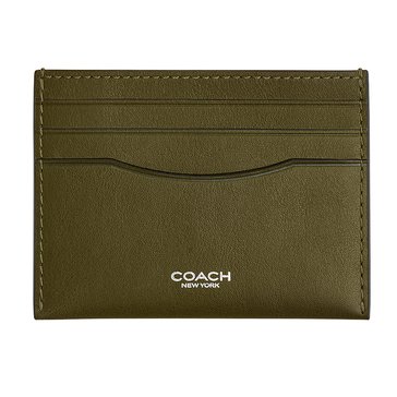 COACH Flat Card Case In Natural Full-Grain Leather