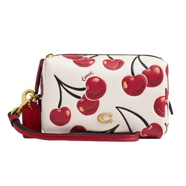 COACH Box Program Cherry Print Leather Essential Mini Cosmetic Pouch