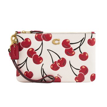 COACH Box Program Cherry Print Leather Essential Small Wristlet