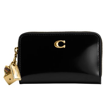 COACH Spazzolato Leather Essential Small Zip Around Card Case With Charm