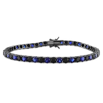 Sofia B. Men's 17 4/5 cttw Created Blue and Black Sapphire Tennis Bracelet