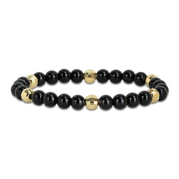 Sofia B. Men's 19 1/5 cttw Black Agate Beaded Bracelet