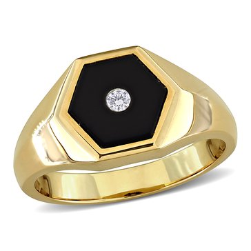 Sofia B. Men's 2 1/10 cttw Black Onyx and Diamond Accent Hexagon Ring