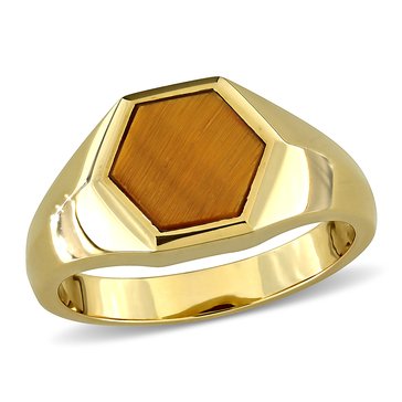 Sofia B. Men's 2 cttw Tiger Eye Hexagon Ring