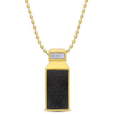 Sofia B. Men's 3 1/4 cttw Carbon Fiber and Created White Sapphire Drop Pendant with Chain