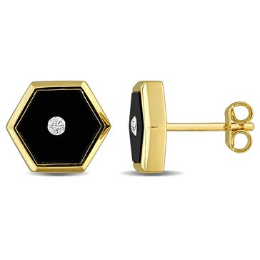 Sofia B. Men's 4 1/5 cttw Black Onyx and Diamond Accent Hexagon Stud Earrings