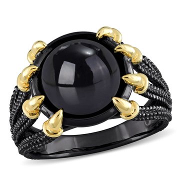 Sofia B. Men's 6 cttw Black Agate Roped Split-Shank Ring